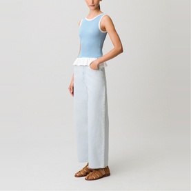 Knitted Ruffle Trim Tank Top