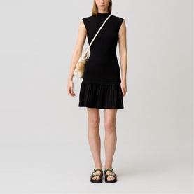 Pleated Trim Mini Knitted Dress