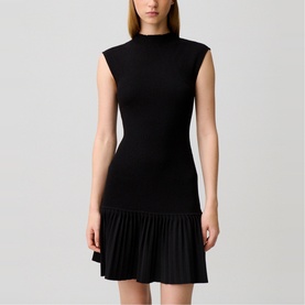 Pleated Trim Mini Knitted Dress