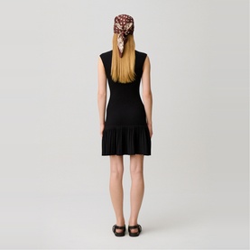 Pleated Trim Mini Knitted Dress