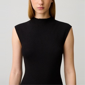 Pleated Trim Mini Knitted Dress