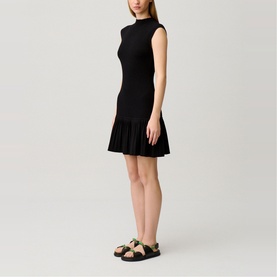 Pleated Trim Mini Knitted Dress