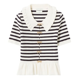 Striped Bow Detail Knitted Top