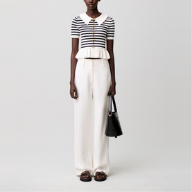 Striped Bow Detail Knitted Top