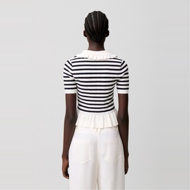 Striped Bow Detail Knitted Top