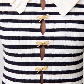 Striped Bow Detail Knitted Top