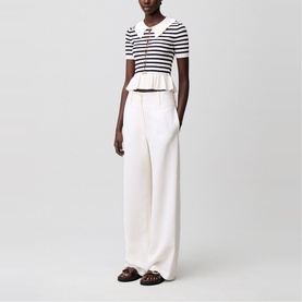 Striped Bow Detail Knitted Top