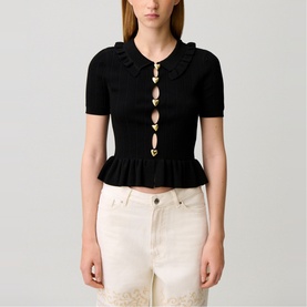 Heart Openwork Knitted Top