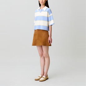 Striped Ruffle Polo Shirt