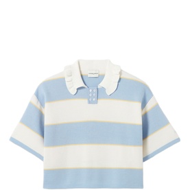 Striped Ruffle Polo Shirt