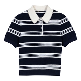 Map Striped Knitted Polo Shirt