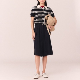Map Striped Knitted Polo Shirt