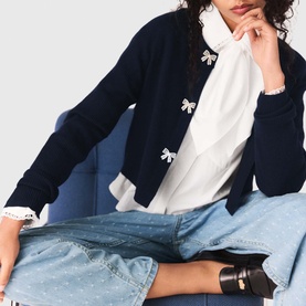 Jewelled Bow Knitted Cardigan