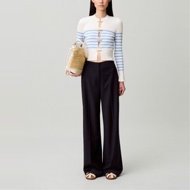 Striped Openwork Knitted Sweater