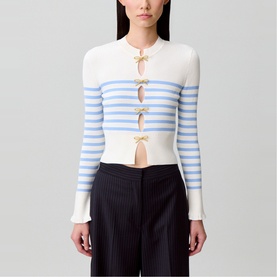 Striped Openwork Knitted Sweater