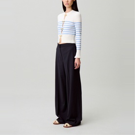 Striped Openwork Knitted Sweater