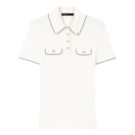 Ribbed Knitted Polo Shirt