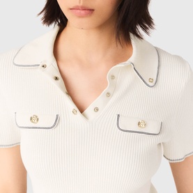 Ribbed Knitted Polo Shirt