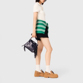Ribbed Knitted Polo Shirt
