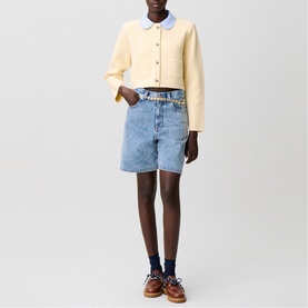 Contrast Collar Knitted Cardigan