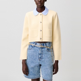 Contrast Collar Knitted Cardigan