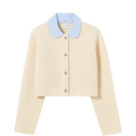 Contrast Collar Knitted Cardigan