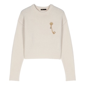 Floral Brooch Knitted Sweater