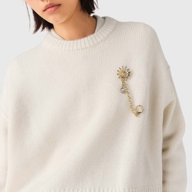 Floral Brooch Knitted Sweater