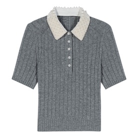 Rib Knit Polo Shirt