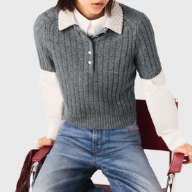 Rib Knit Polo Shirt