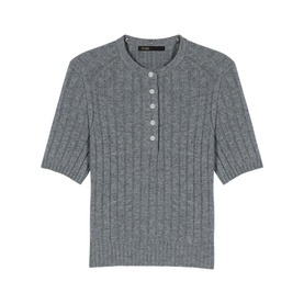 Rib Knit Polo Shirt