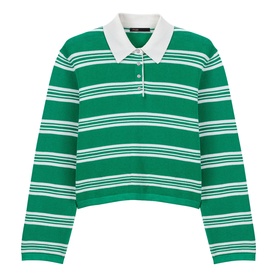Striped Cropped Polo Sweater
