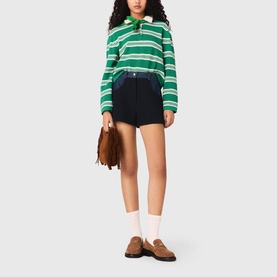 Striped Cropped Polo Sweater