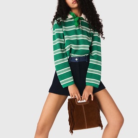 Striped Cropped Polo Sweater