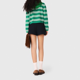 Striped Cropped Polo Sweater