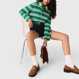 Striped Cropped Polo Sweater
