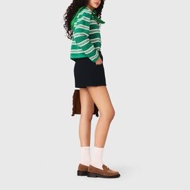 Striped Cropped Polo Sweater