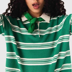 Striped Cropped Polo Sweater
