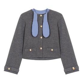 Removable Striped Collar Cardigan