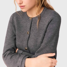 Removable Striped Collar Cardigan