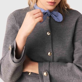 Removable Striped Collar Cardigan
