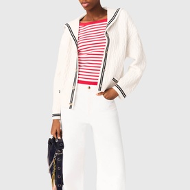 Sailor Collar Cable Knit Cardigan