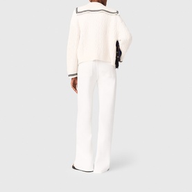 Sailor Collar Cable Knit Cardigan