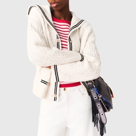 Sailor Collar Cable Knit Cardigan