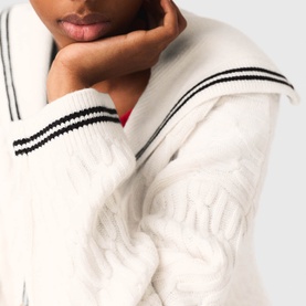 Sailor Collar Cable Knit Cardigan