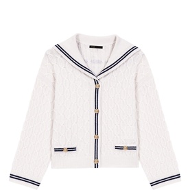 Sailor Collar Cable Knit Cardigan