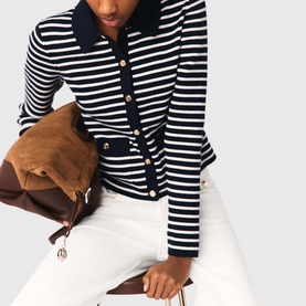 Striped Polo Cardigan