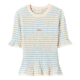 Logo Striped Smocked Top