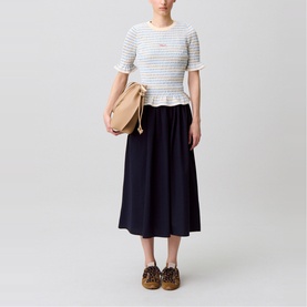 Logo Striped Smocked Top