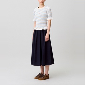 Logo Striped Smocked Top